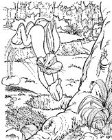 coloriage bugs bunny saute dans son terrier